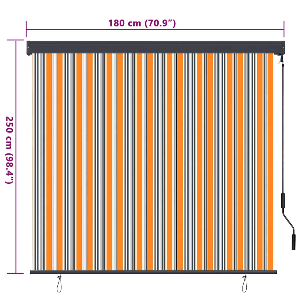 Outdoor Roller Blind Manual Yellow and blue 180 x 250 cm Fabric